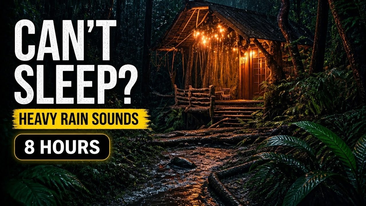 Can't Sleep? Try This Heavy Rain Sound | 8 Hours Jungle Ambience