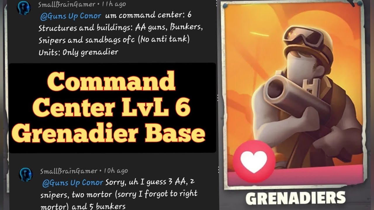 Guns Up Mobile (CC6 Grenadier only Sample Base Lay Out requested by @SmallBrainGamer🔥)