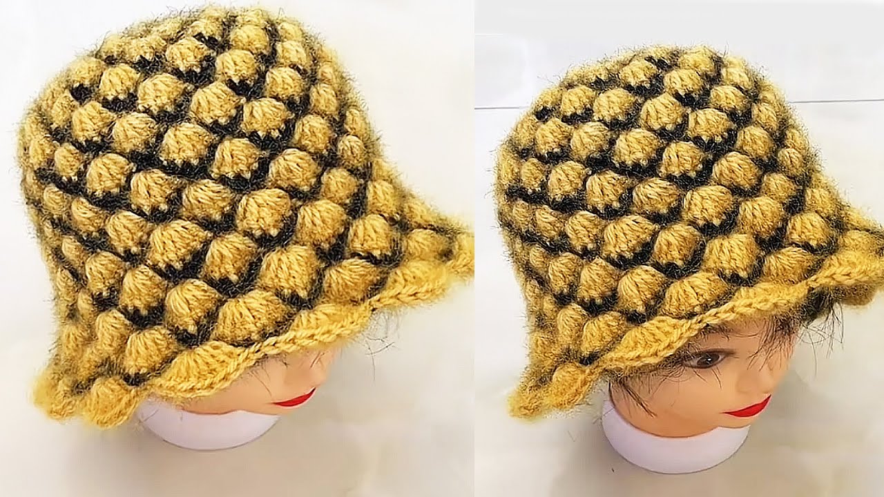 Easy Crochet Bucket Hat with Fan Pattern | Two-Color Cozy Hat Tutorial.