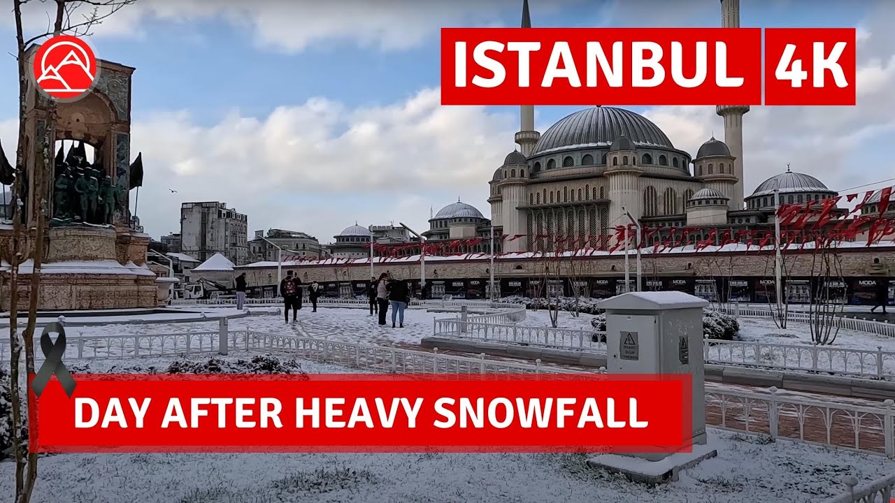 Today After Snowfall Istanbul 2023 Taksim Square-Istiklal StreetWalking Tour|4k UHD 60fps