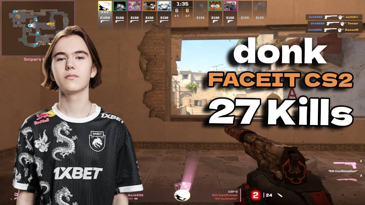 donk (27/12) vs FACEIT Ranked (Mirage) Mar 24, 2024 | CS2 POV