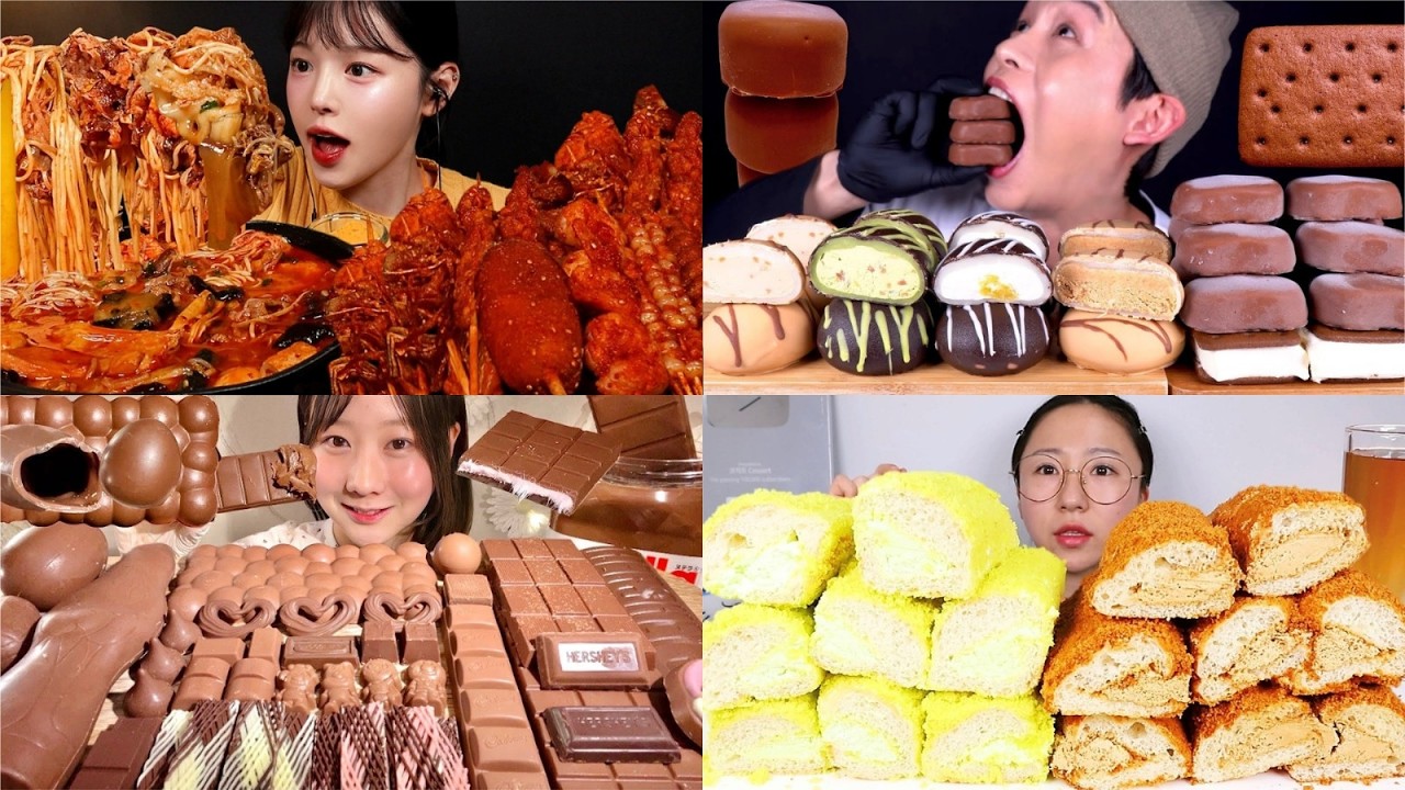 EXTREME Korean Mukbang | Spicy Noodles, Fried Chicken & Chocolate Desserts Eating Show