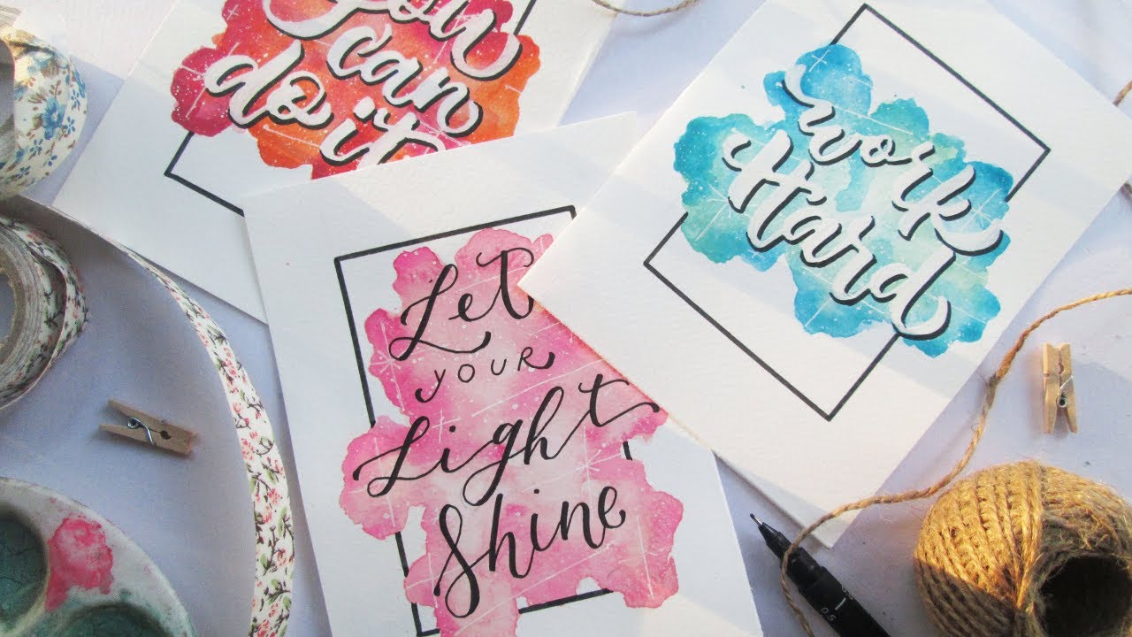 How To: DIY Easy Watercolor Background and Calligraphy