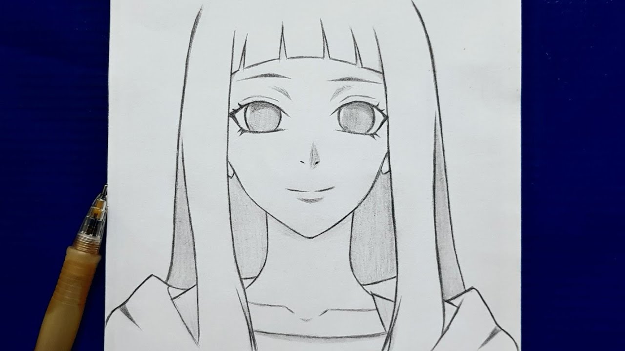 easy anime drawings : how to draw anime girl ( Hinata ) | girl anime step by step | tutorial