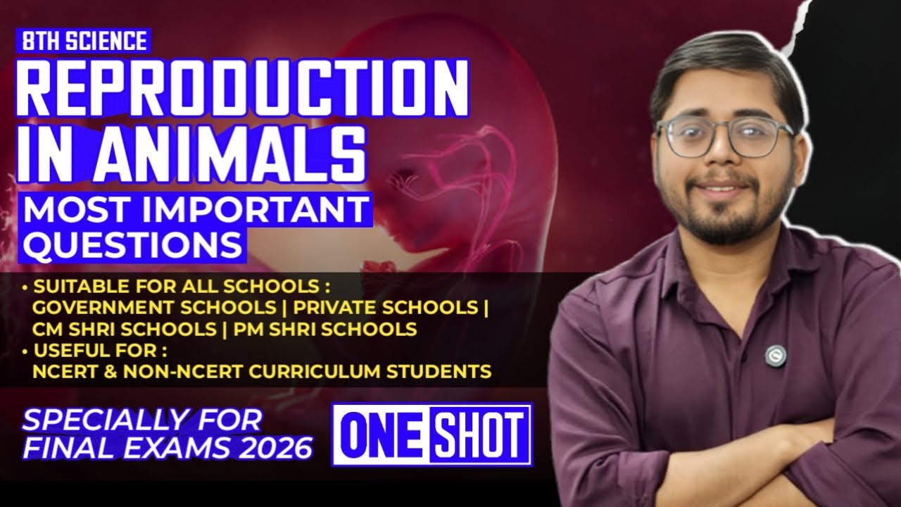 CM Shri School Class 8 Science | Reproduction in Animals | Important Questions & Answers | One Shot
