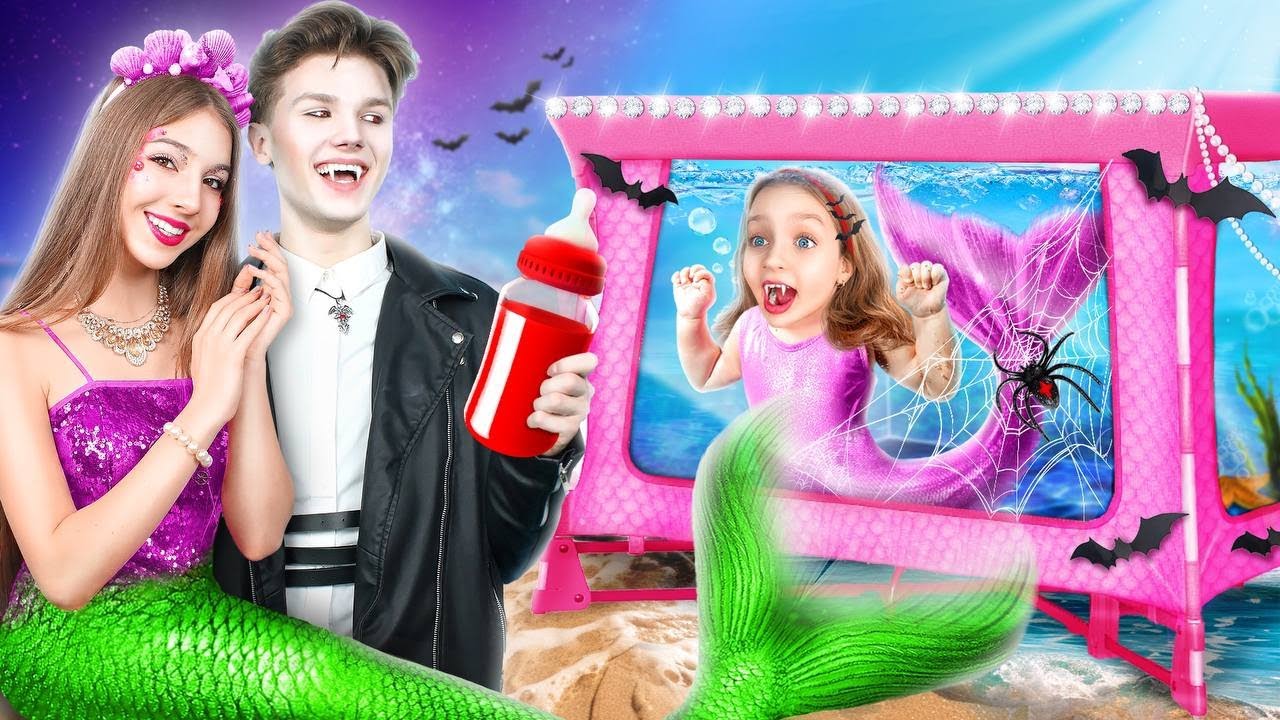 &iexcl;Mi Madre es una Sirena! Vampiro y Sirena se Convirtieron en Padres | Vampirena en la Vida Real