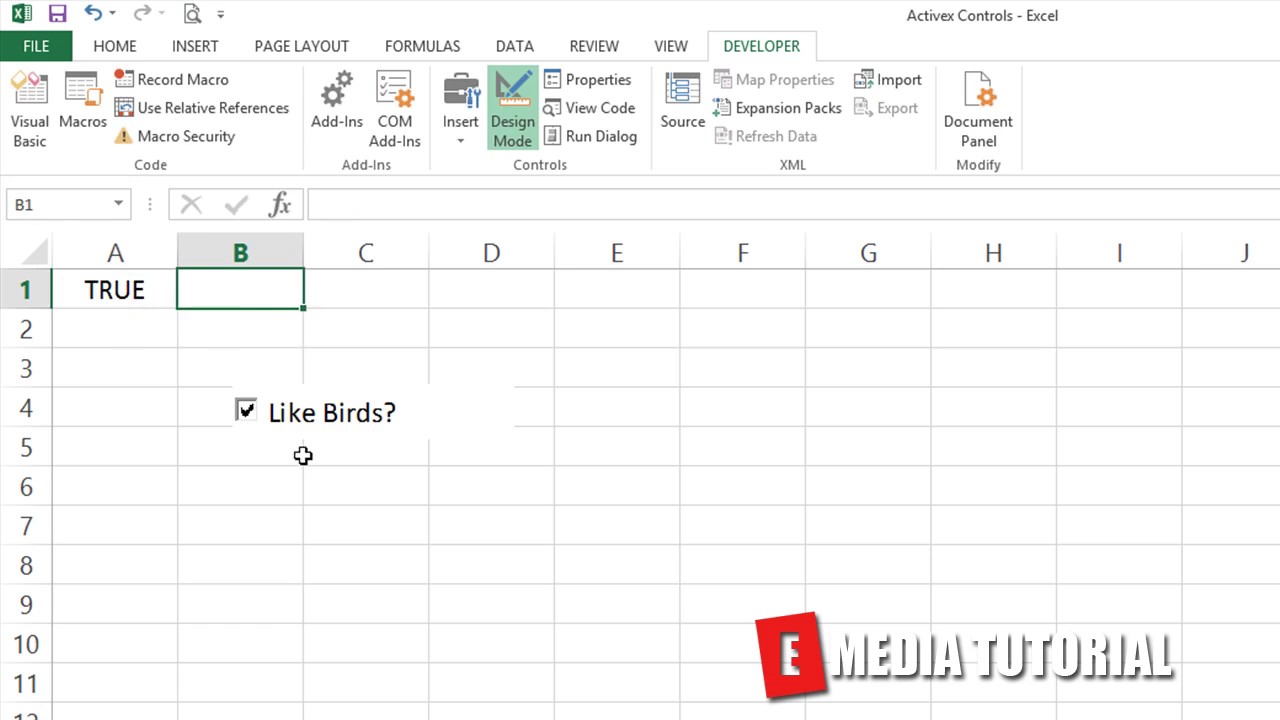 Microsoft Excel Visual Basic for Aplications  VBA  Tutorial 34    LinkedCell Property with a Checkbo