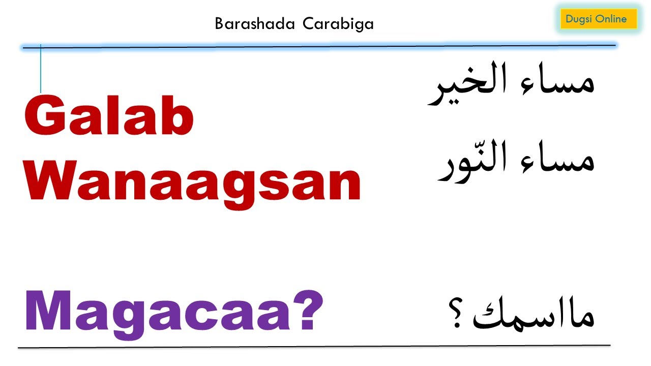 Barashada Luuqada Carabiga: هل أنت بخير؟ | مساء الخير Ma Fiicantahay? #subscribe  |Dugsi Online