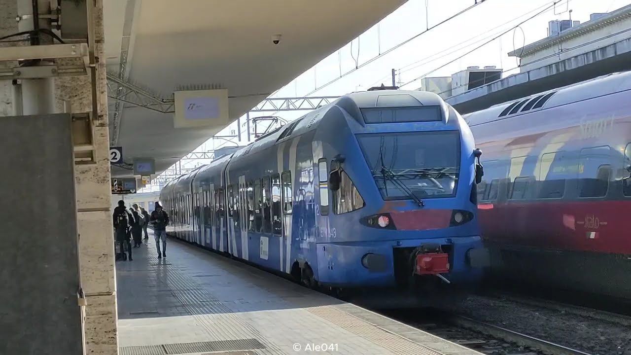 Arrivo a Padova dell'ETR.343.002 Stadler Flirt di Trenitalia + partenza Italo