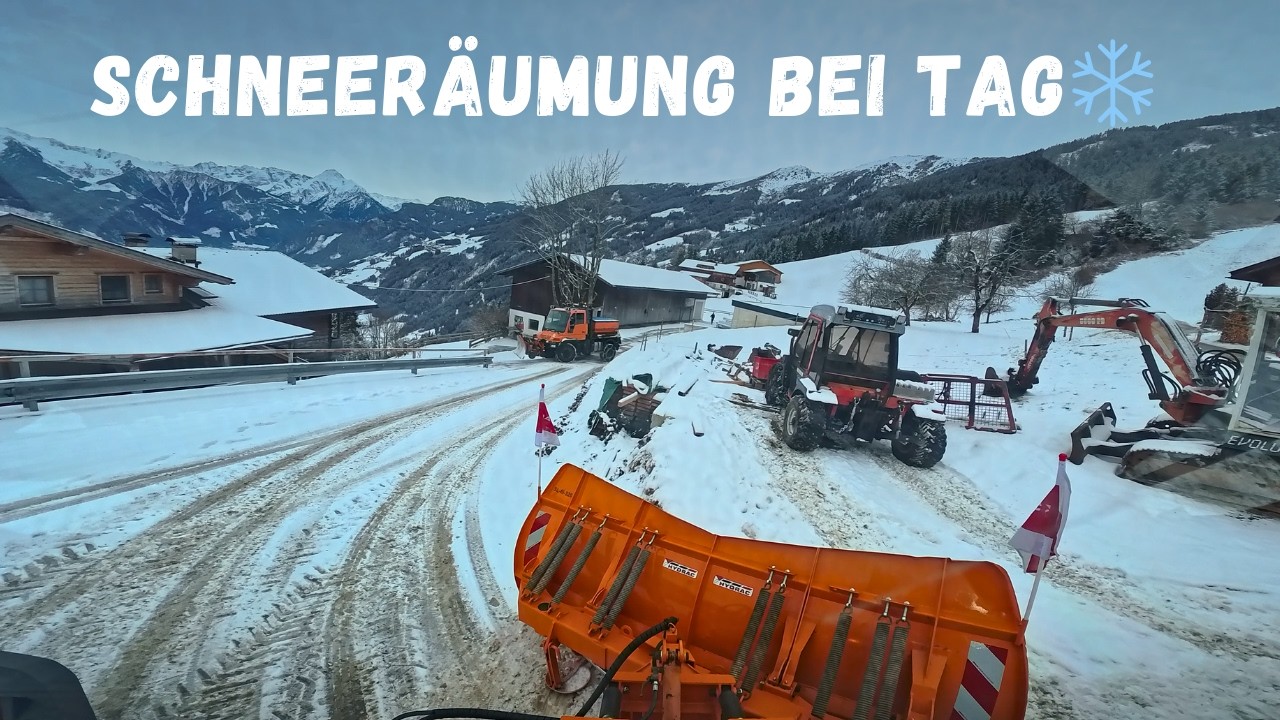 ❄️Schneeräumung bei Tag❄️Winterdienst in den Zillertaler Alpen mit Unimog Power