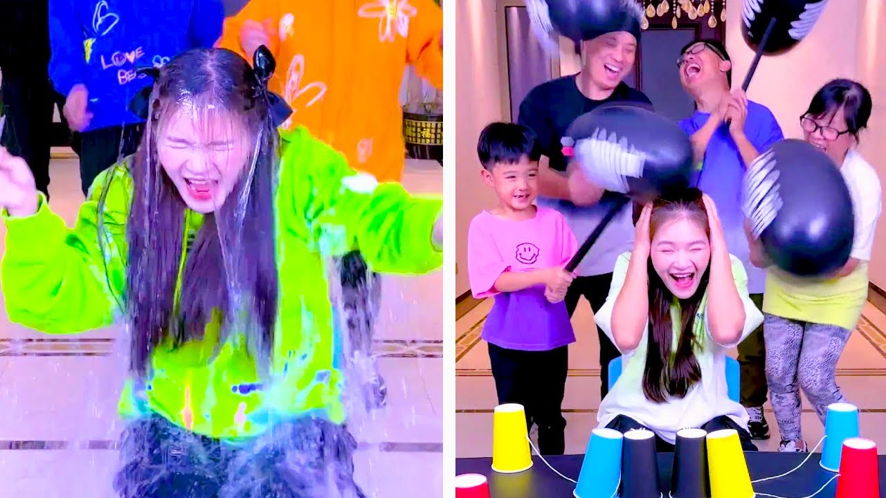 Family Games丨balloon Pop Challenge, Head-Blasting With Water Balloons Is So Exciting! #Partygames