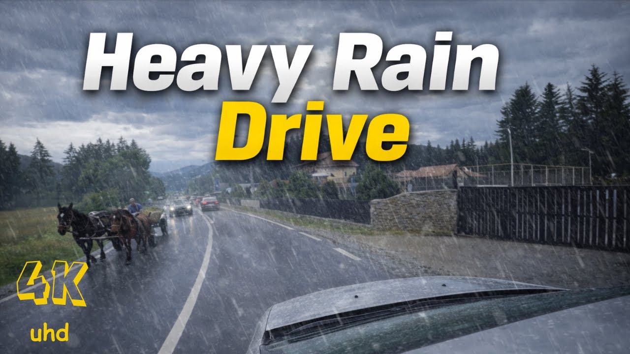 Rainy Mountain Drive: Brașov to Prahova via DN1A | Real-Time 4K 60fps | Slow TV