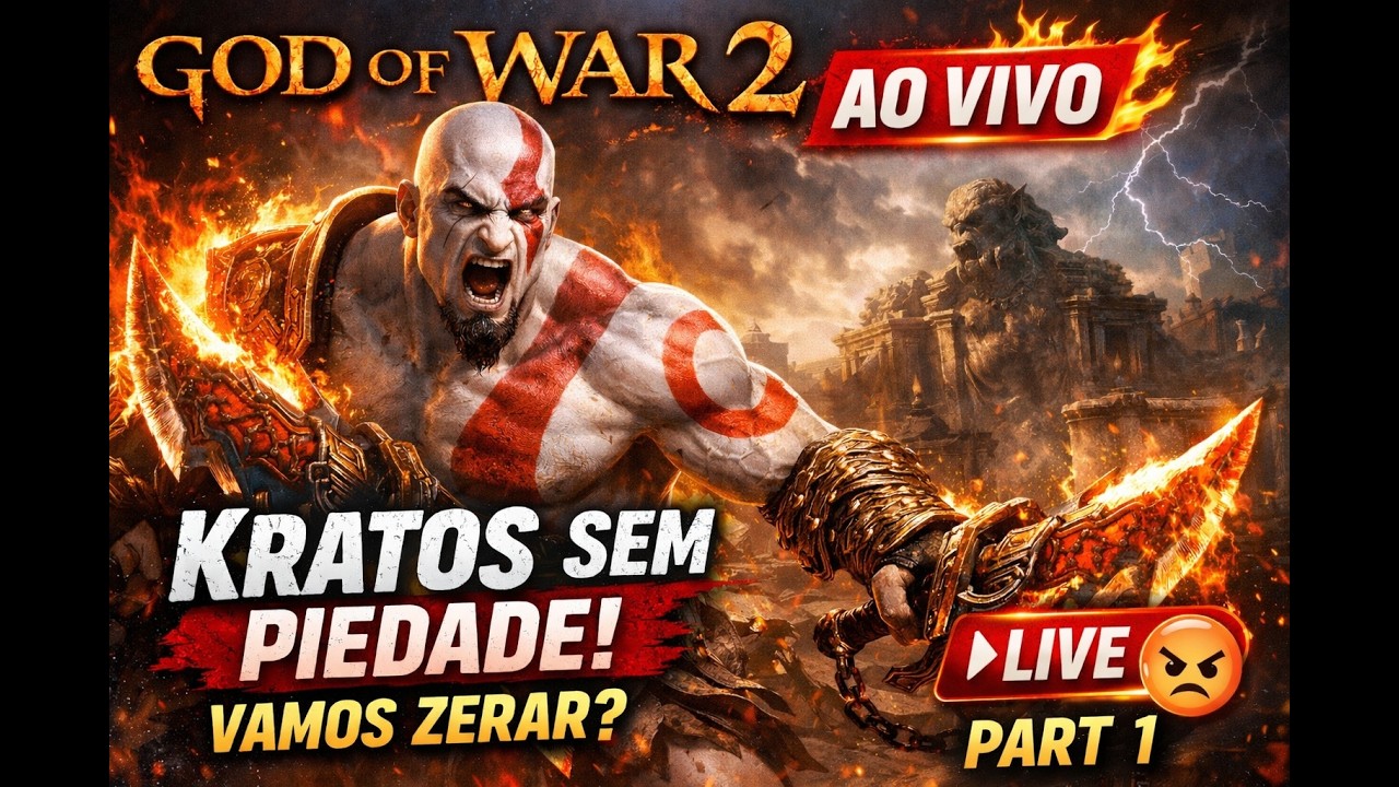 GOD OF WAR 2 AO VIVO 🔥 KRATOS SEM PIEDADE! VAMOS ZERAR?