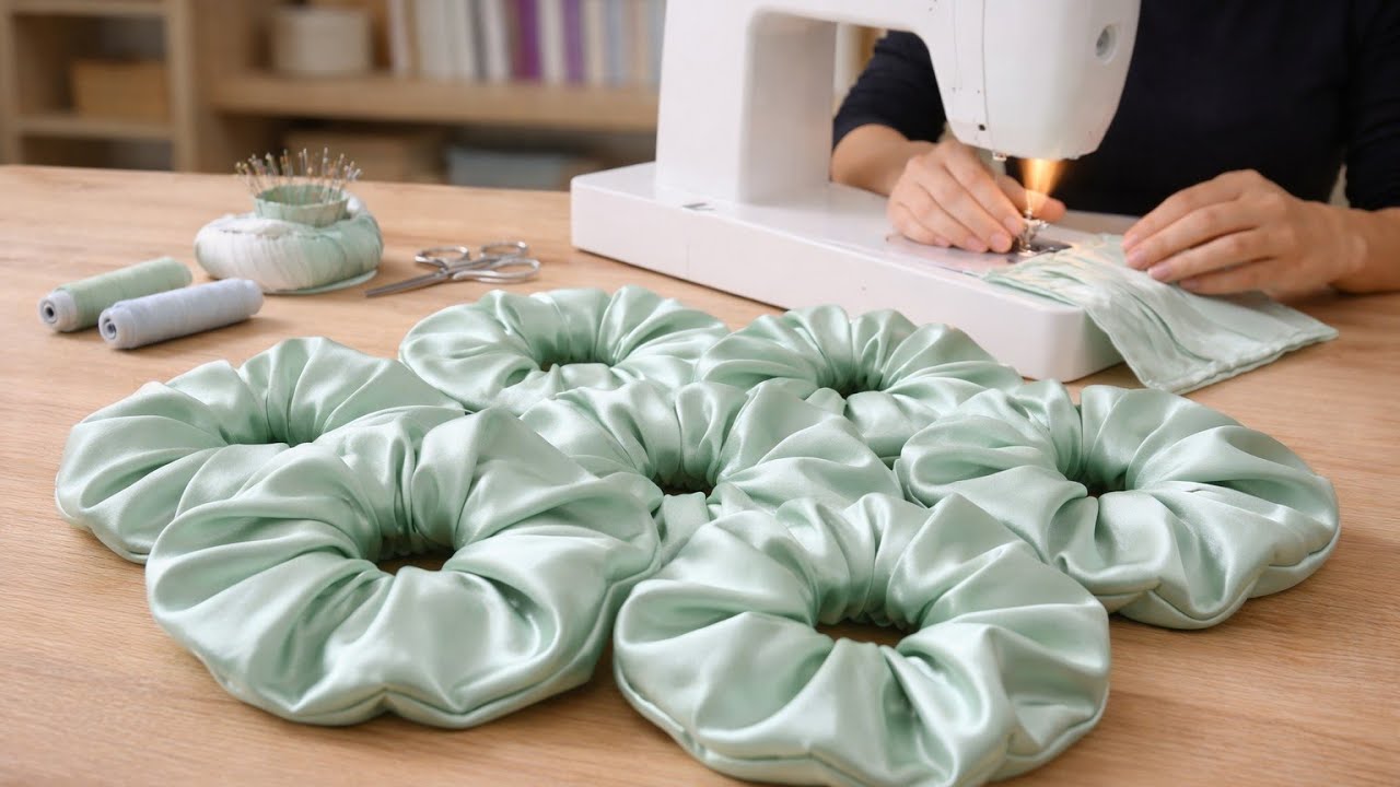 Easy Scrunchie Sewing Tutorial | No Talking ASMR | Step by Step