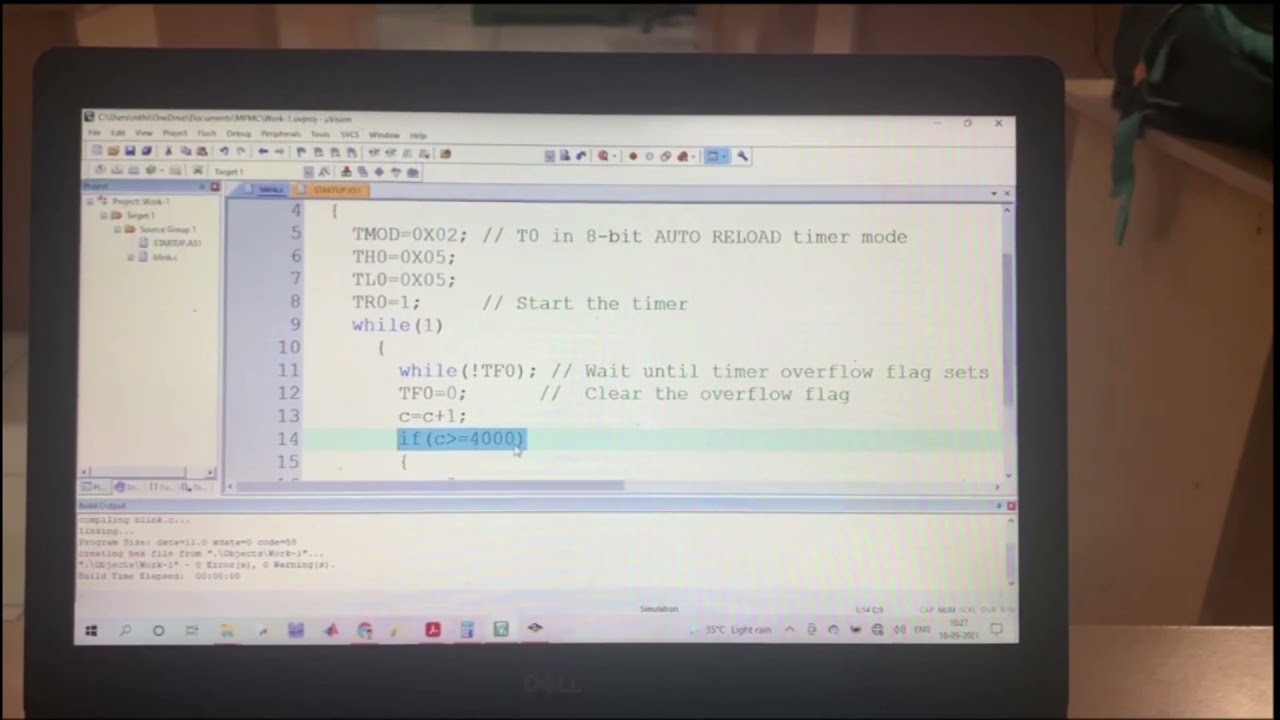 Experimenting 8 bit Auto Reload mode for producing 1 sec delay in hardware Kit