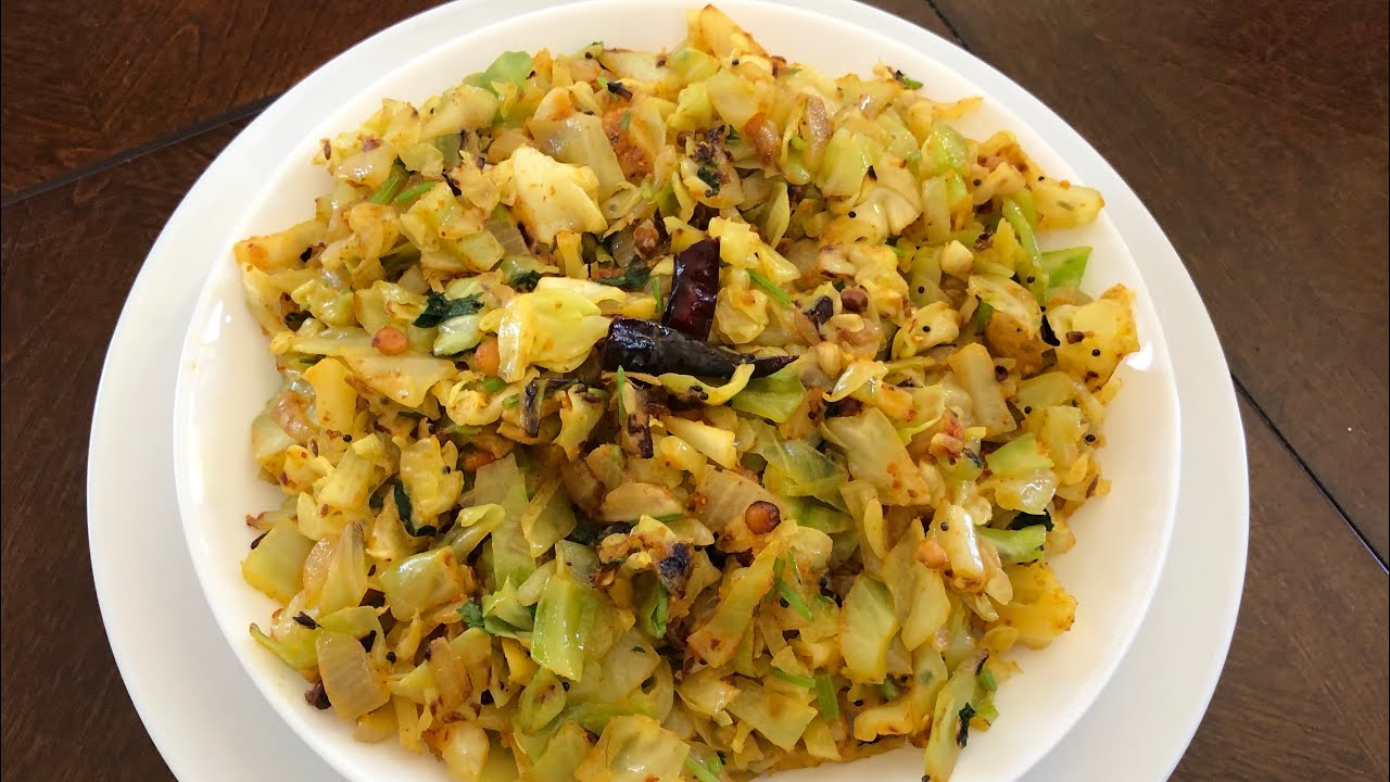 Quick & easy cabbage fry (cabbage podi kura, curry)