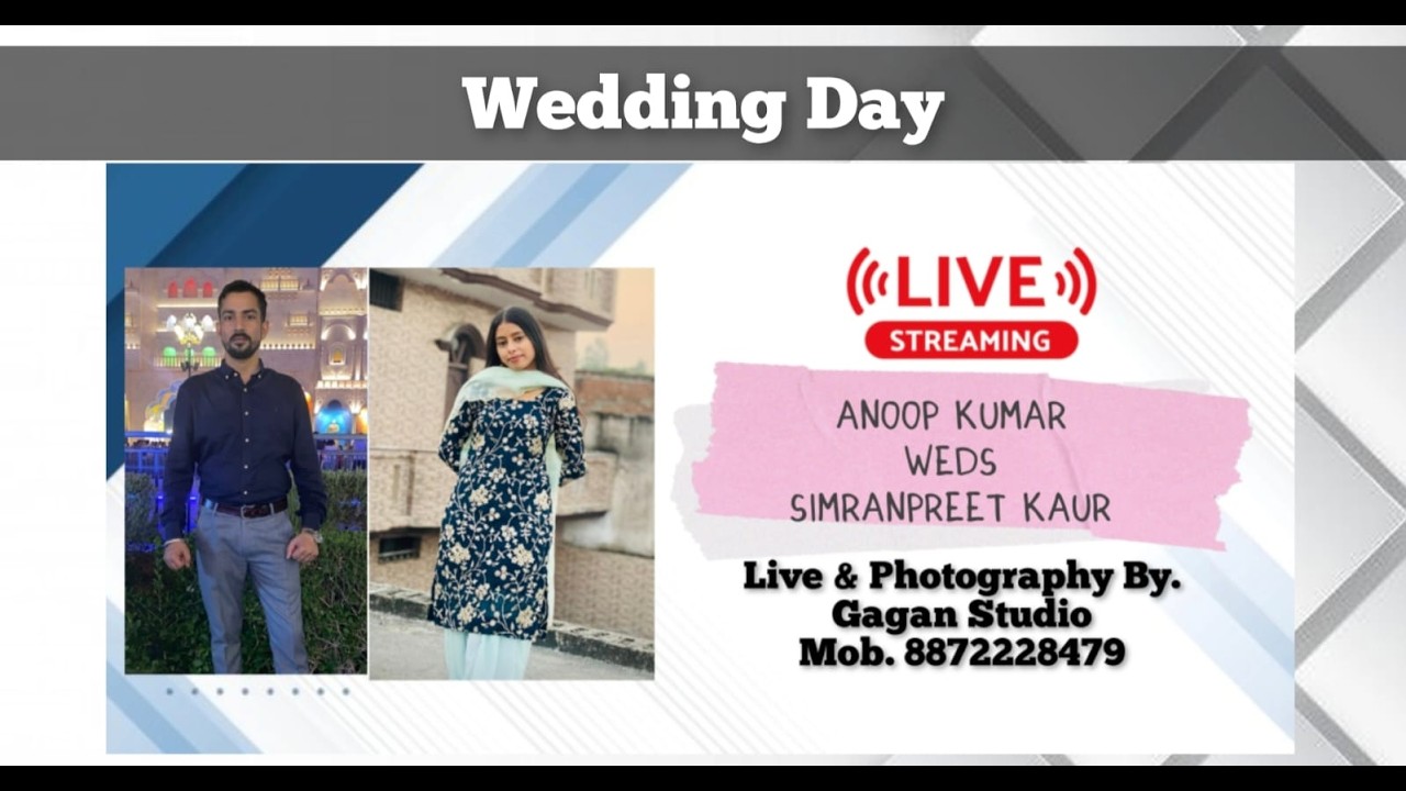 Wedding Day //SIMRANPREET KAUR //WEDS //ANOOP KUMAR   Photography By. Gagan Studio Mob. 8872228479