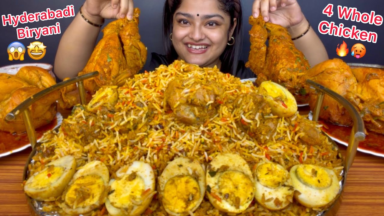 4 SPICY WHOLE CHICKEN CURRY WITH CHICKEN AND EGG HYDERABADI DUM BIRYANI, CHEESE NAAN | EATING SHOW