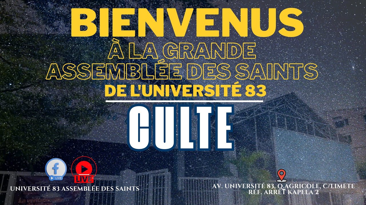 CULTE DE JEUDI 26 fev 2026. Thème : Marche Obligé . Marc 14;28. ORATEUR: PASTEUR ADRIEN Bukabao.