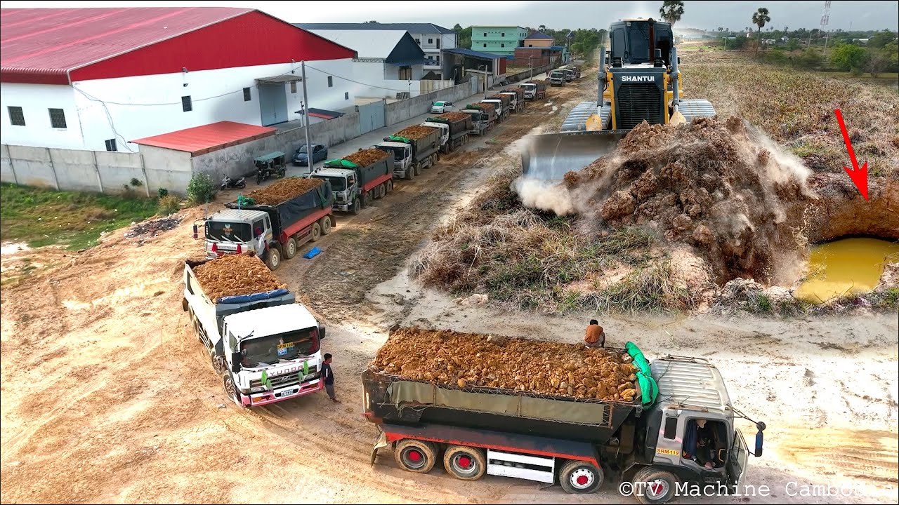 Full Video!! Powerful SHANTUI Dozer DH17C3 Cleaning Cutting Slope Repair Road & Step1, Step2 Fillup