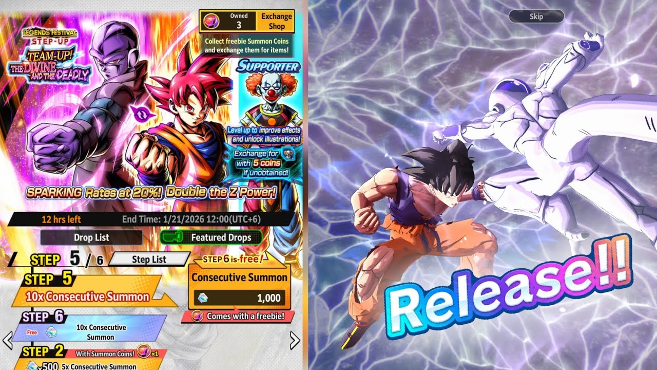 LF Tag Hit & God Goku Final Summon!!!-Dragon Ball Legends
