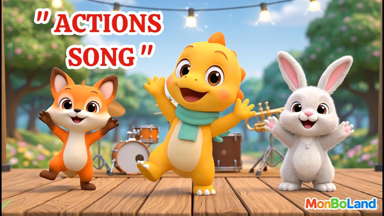 Actions Song for Kids 🪗| Learn Actions (Jump, Walk, Clap,...) with Music | MonBoLand Official