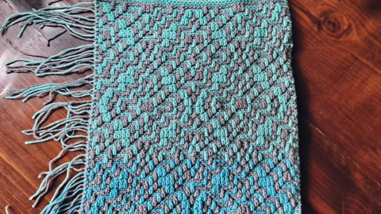 Mosaic Crochet Pattern #50 - Multiple of 24+4 - work Flat or In The Round-left or right handed