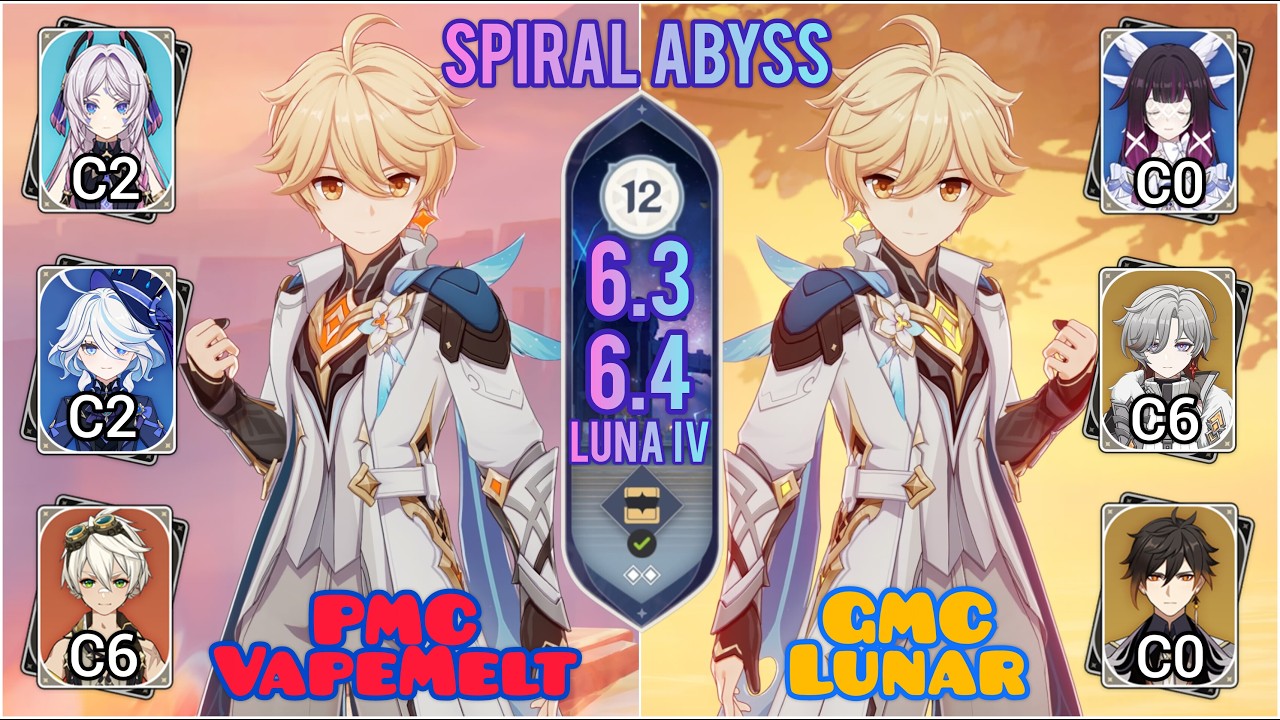 C6 PMC VapeMelt & C6 GMC Lunar-Crystallize_Spiral Abyss 6.3/6.4 Luna IV Floor 12_Genshin Impact