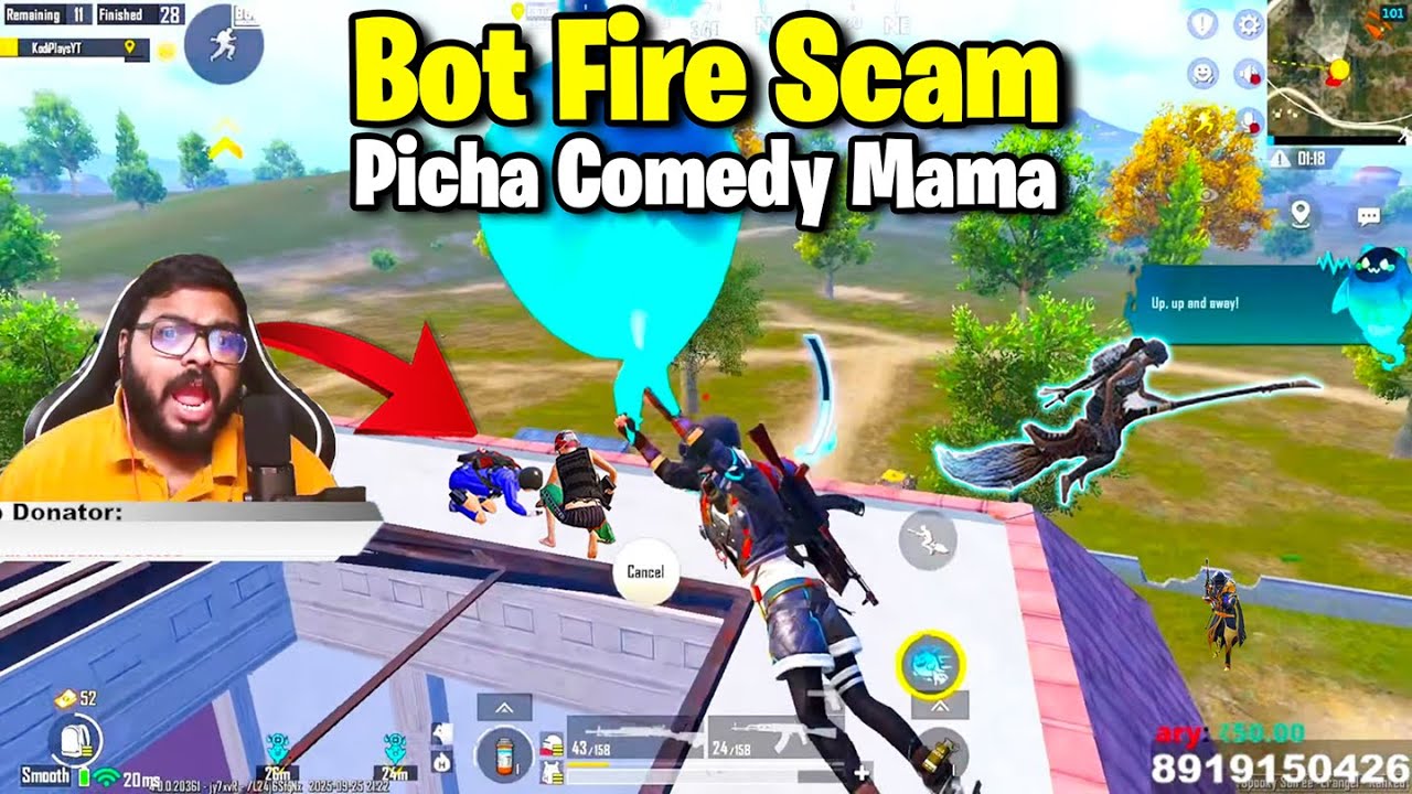 Bot Fire Scam🤣 Crazy 1v4 Full Comedy Mama