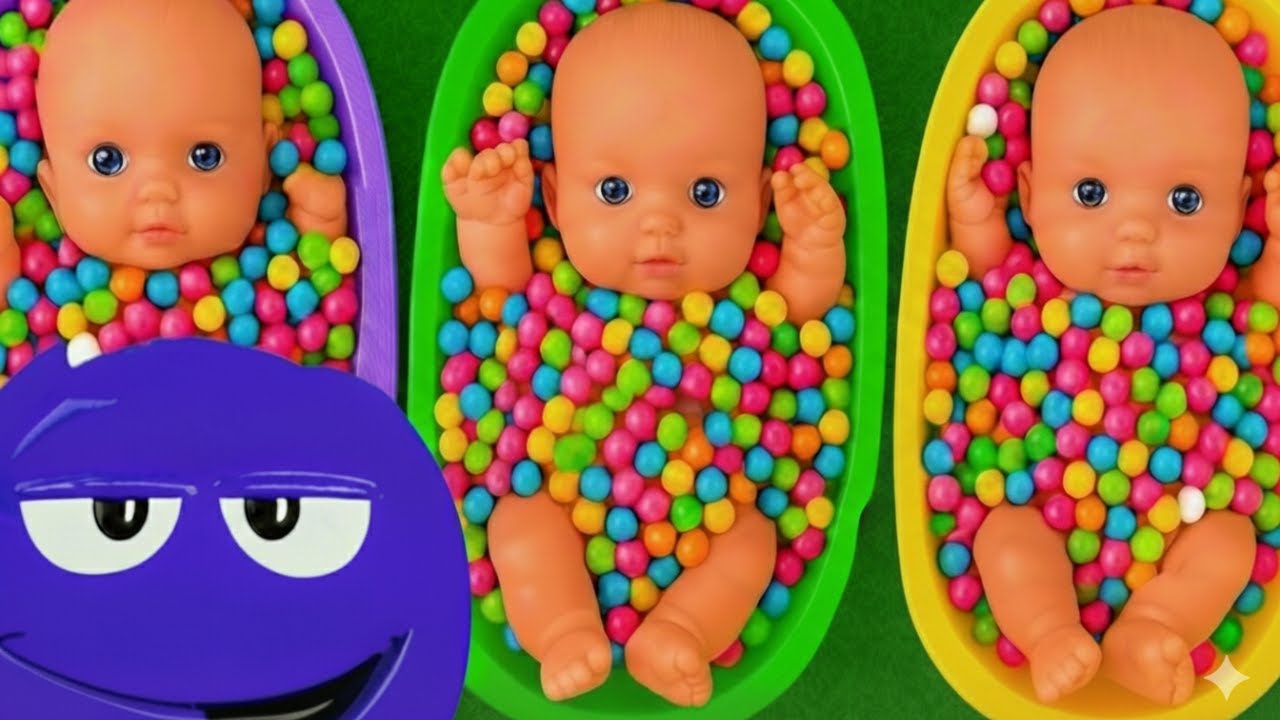 Full of 3 Rainbow BathTubs Candy with M&M's & Magic Slime Cutting Video