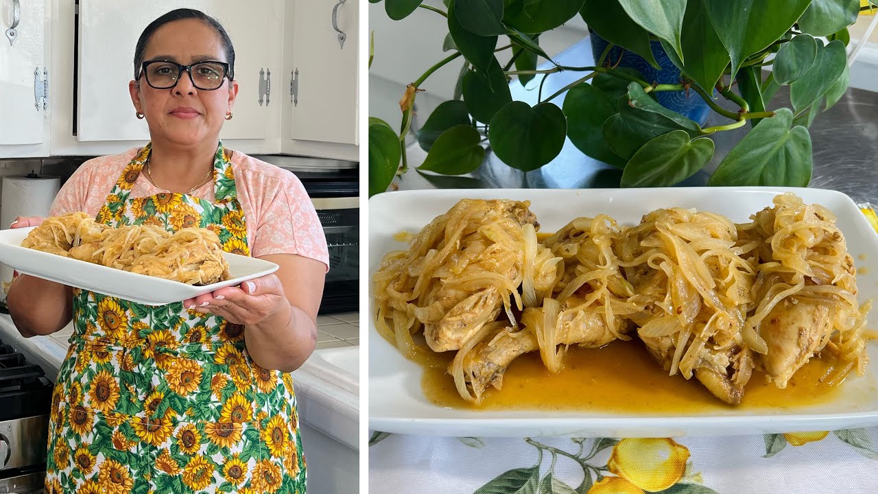 Receta de POLLO ENCEBOLLADO al estilo Salvadoreño, almuerzo o cena económica