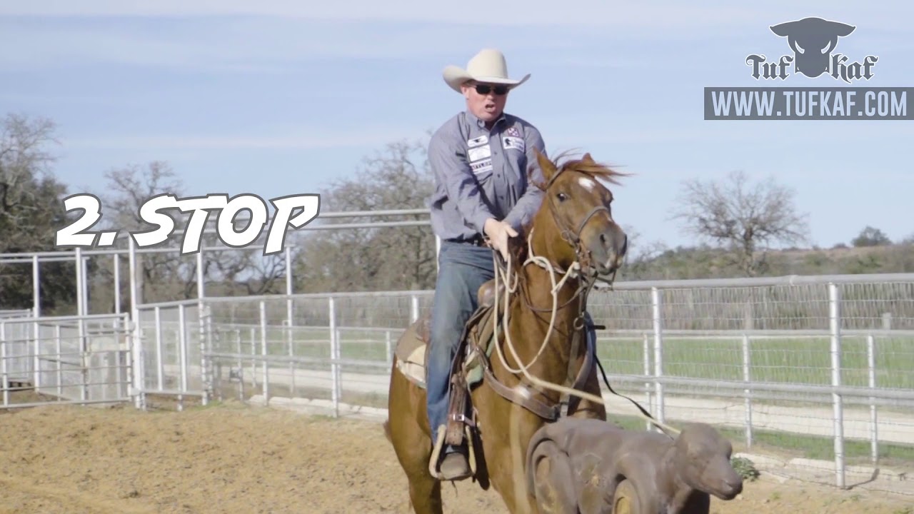 POSITION AND STOP- Calf Roping; Tuf Kaf Instructional Video w/ James Barton Performance Horses-
