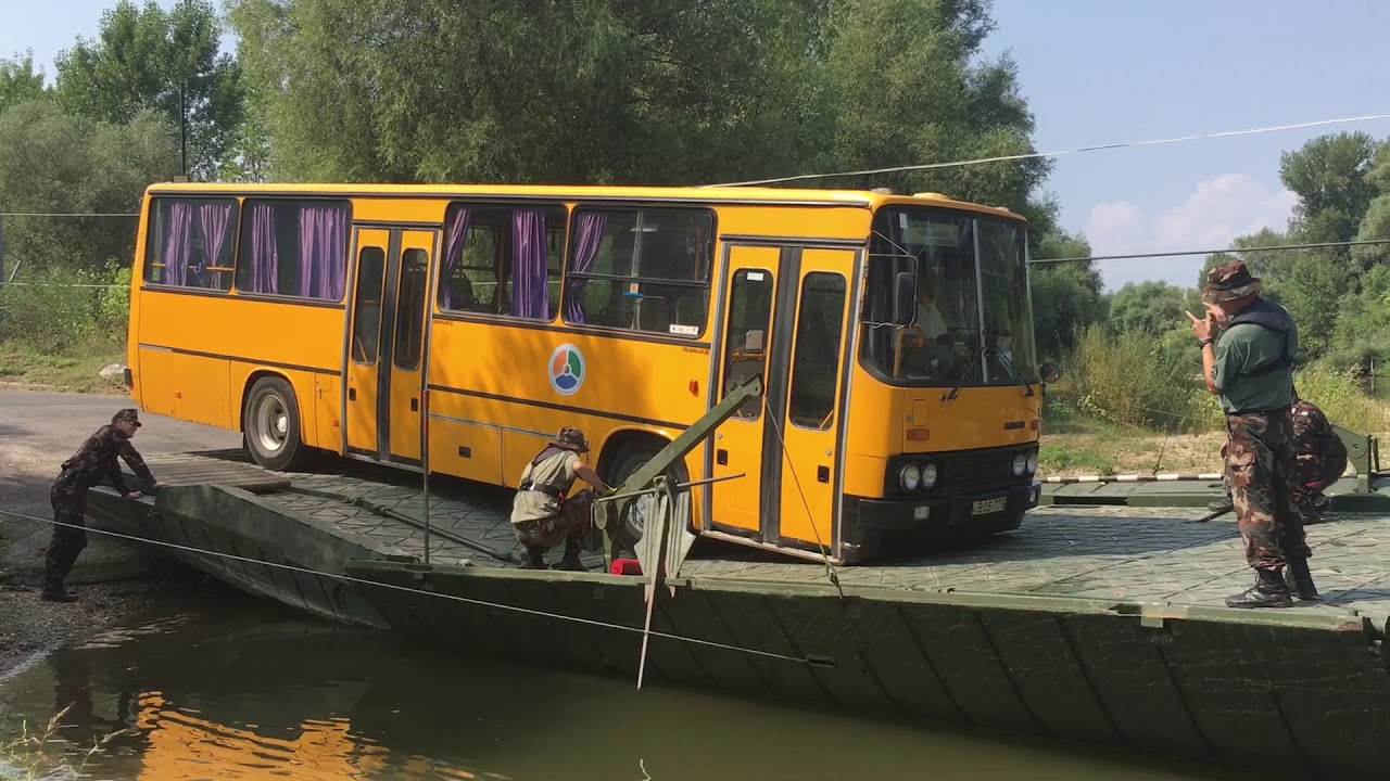 Ikarus 256 on the military pontoon bridge