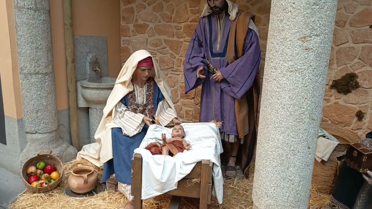 Belén instalado en el patio del museo de la historia de Madrid Navidad 2025.