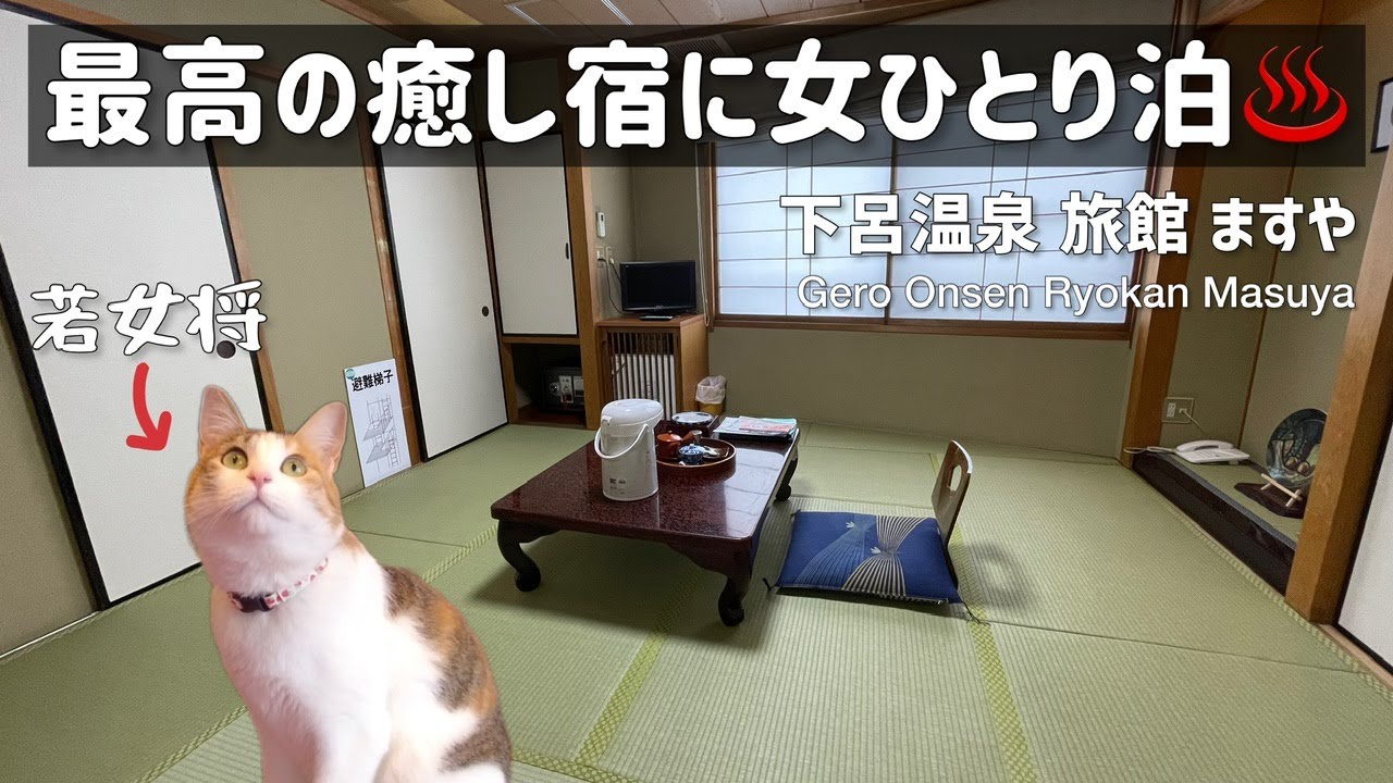 SUB 【猫がいる温泉宿🐱】最高に癒されてコスパ高い宿に女ひとりステイ♨️【下呂温泉 旅館ますや｜Japan】