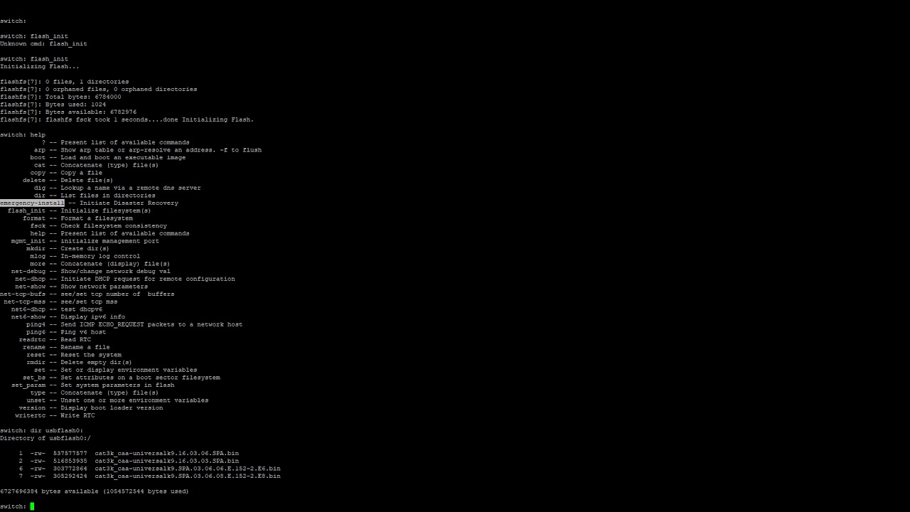 Cisco 3850 IOS emergency recovery