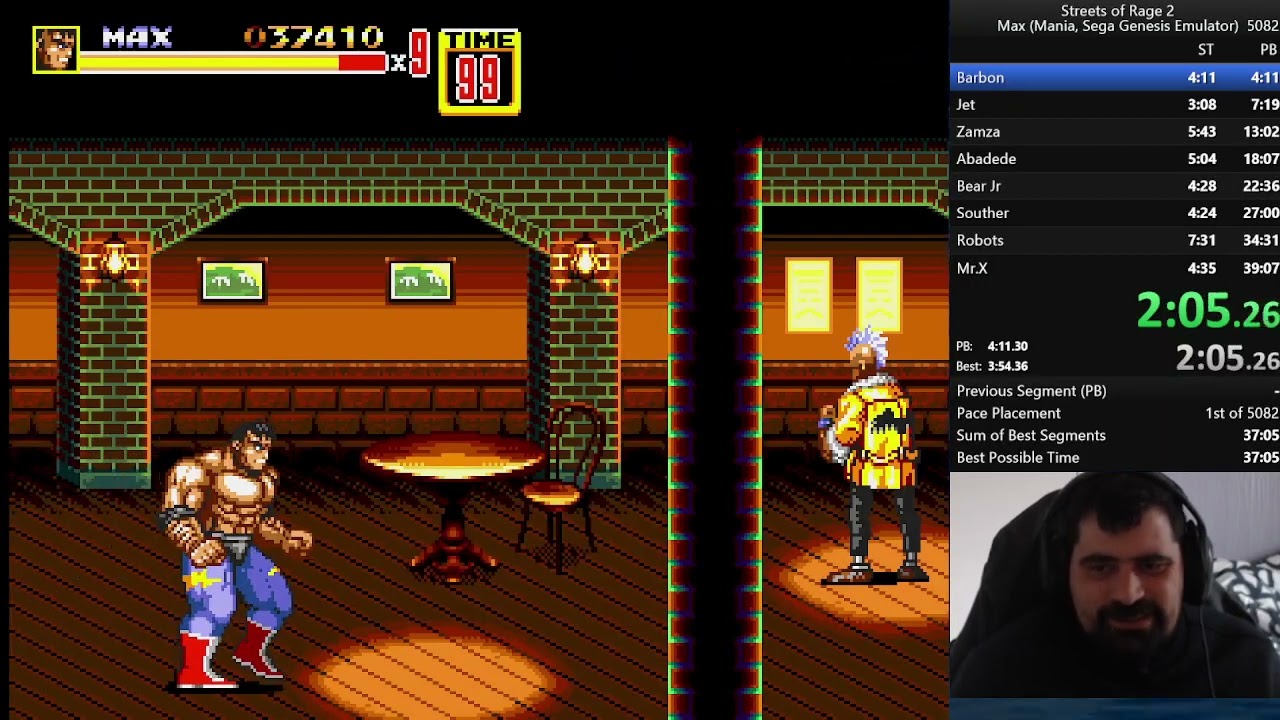 Streets of Rage 2 Speedrun Max Mania Gold Stage 1 3:50