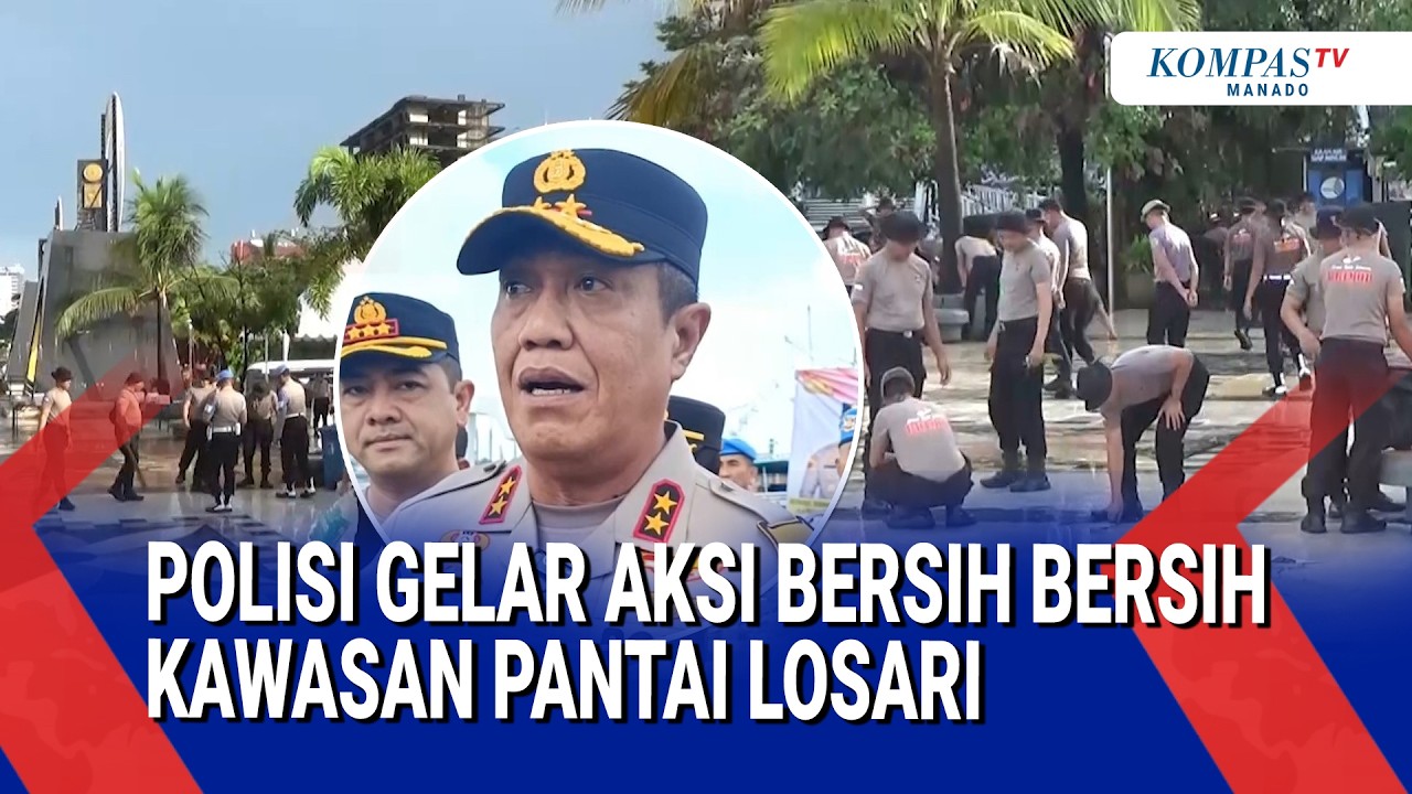 POLISI GELAR AKSI BERSIH BERSIH KAWASAN PANTAI LOSARI