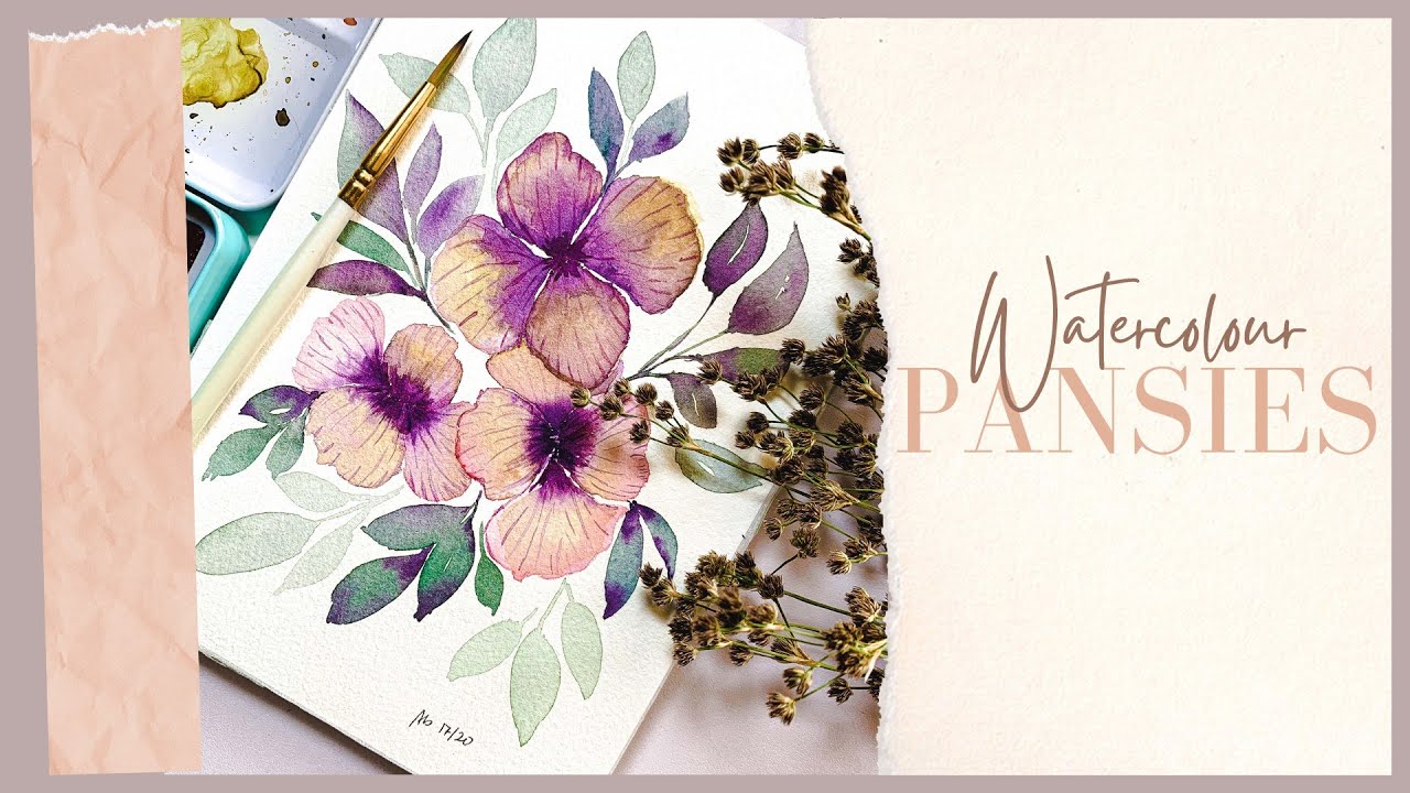 PANSIES PAINTING IN WATERCOLOUR  | Artvlog #06 | Angiebuean