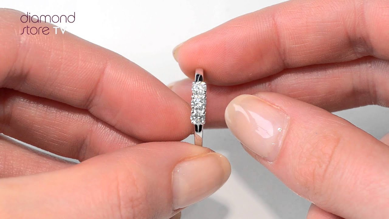 FT23-72XUY - Lovely Chloe 18K White Gold 3 Stone Diamond Ring 0.50CT G/VS