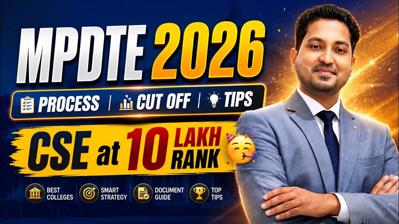 MPDTE Counselling 2026 🔥 CSE at 10 Lakh Rank 😱 Process & Best Tips! #mpdtecounselling #mpdte