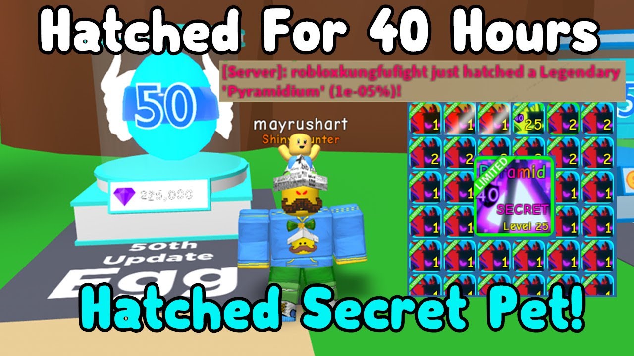 OMG I Finally Hatched A Secret Pet! Hatched 50th Update Egg For 40 Hours - Bubble Gum Simulator