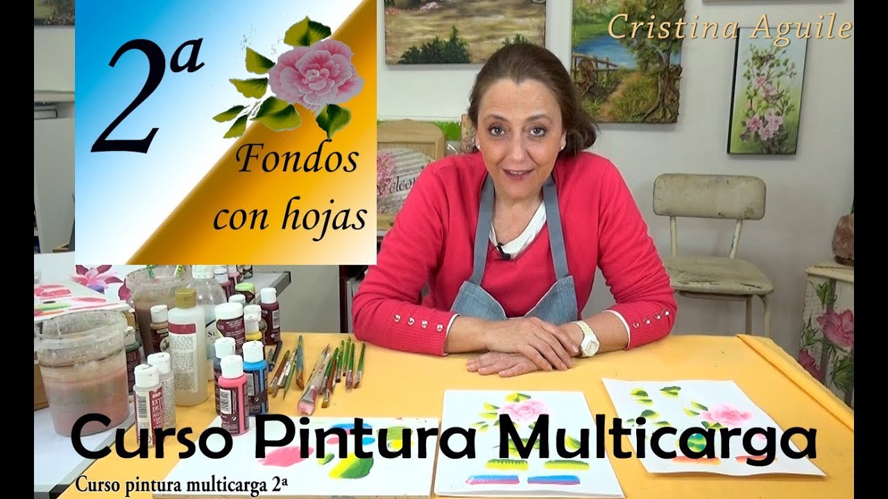 Curso pintura multicarga lección 2ª fondos con hojas