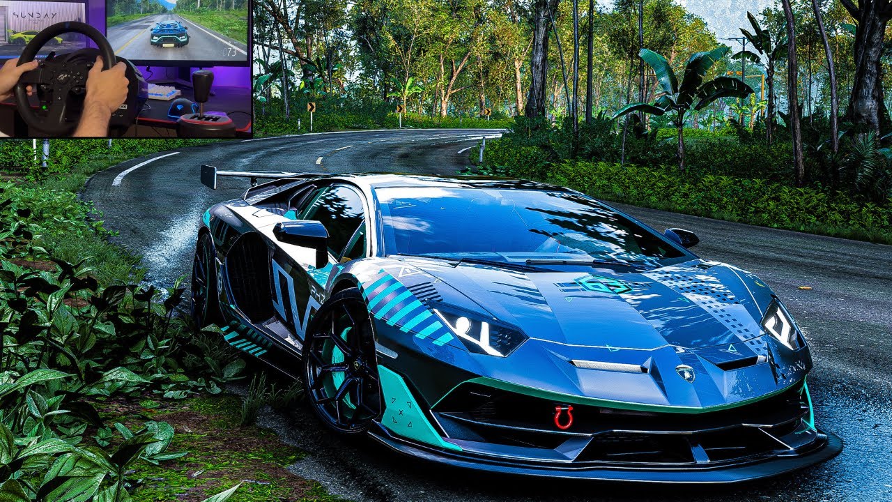 Lamborghini Aventador SVJ 1560 HP | Forza Horizon 5 | Thrustmaster T300RS  Steering Wheel