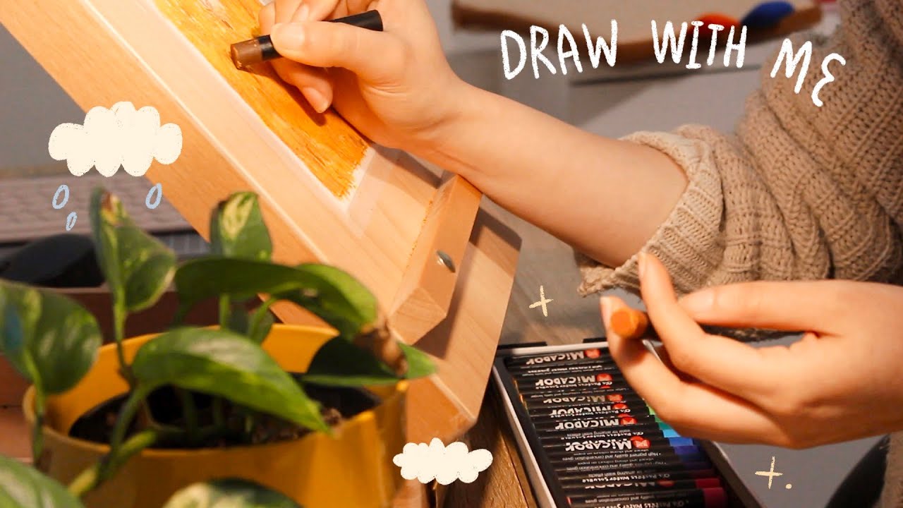 Draw with me 🌾🍂 oil pastels, a slow, relaxing day, mini art vlog