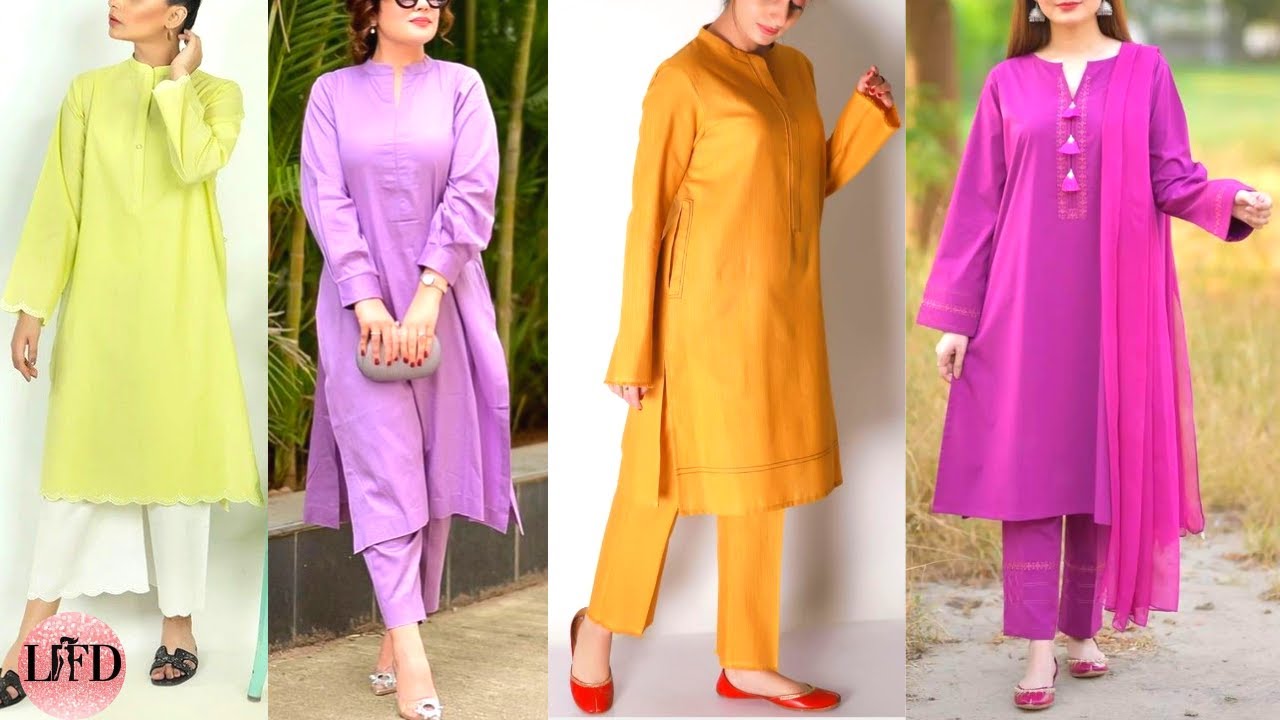 Casual Single Color Plain Kurti Designs For Ladies | Latest Solid Color Ethnic Wear Styling