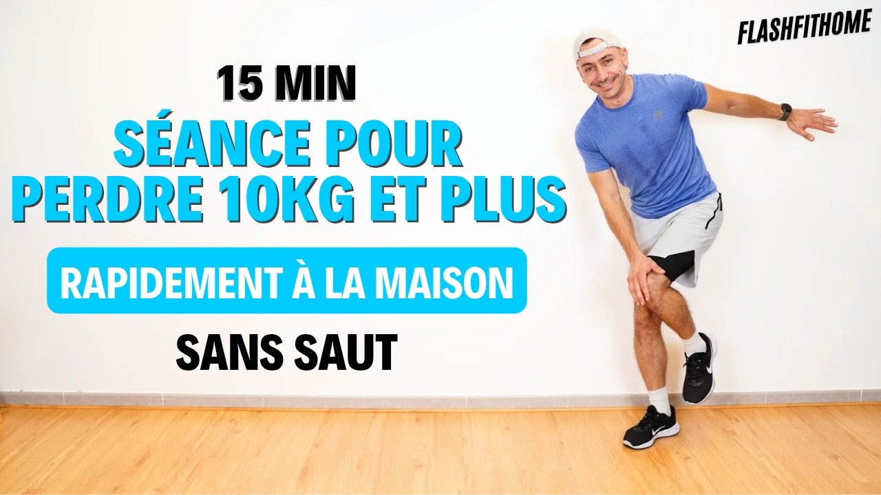 15 Min - Séance BRULE GRAISSE pour PERDRE 10 KILOS et PLUS Sans Sauter | Max CABURET - FlashFitHome