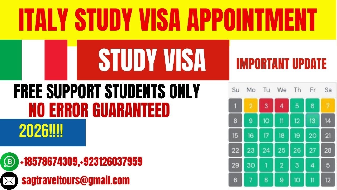 Italy Visa Appointment Latest Update 2026 | Study & Visit Visa from Pakistan