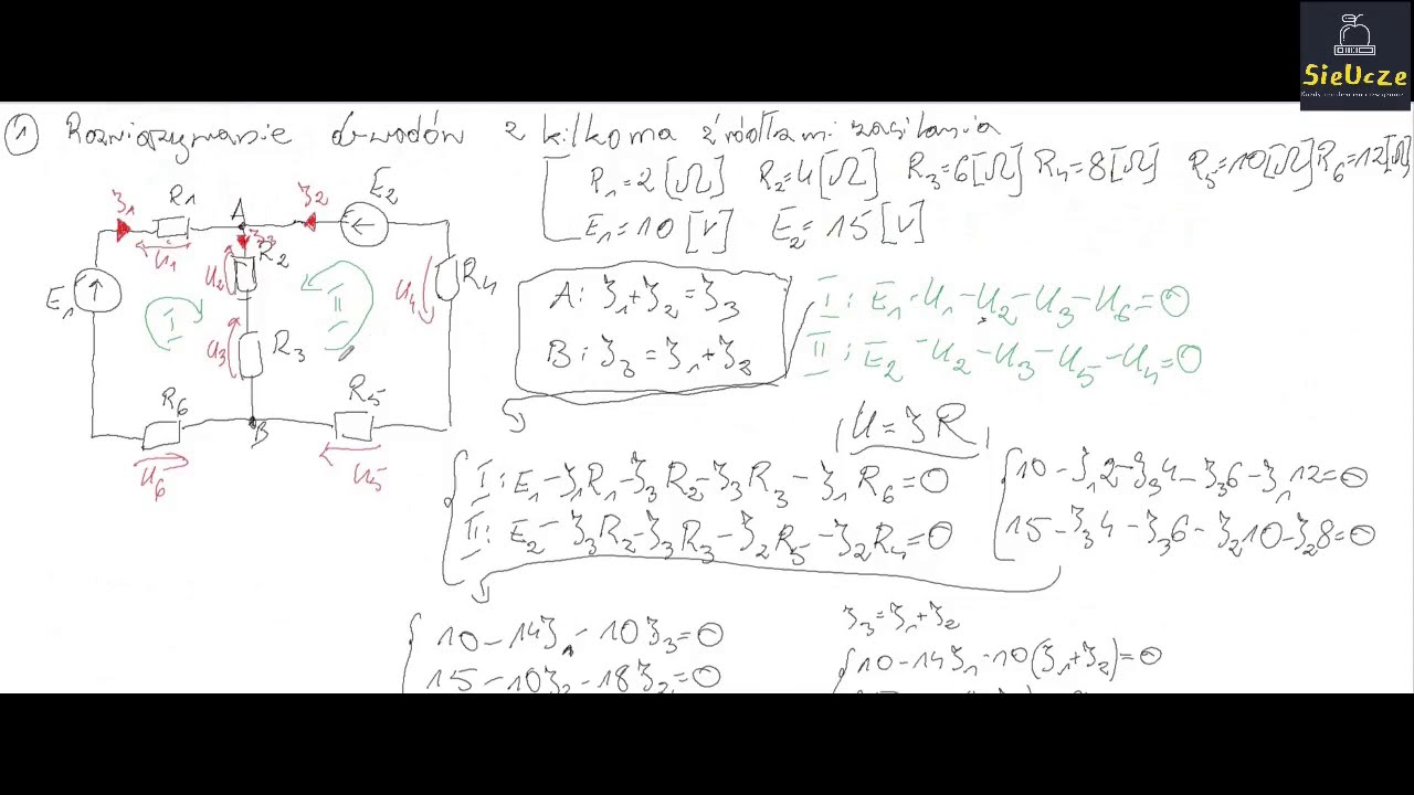 Rozwiązywanie zadań za pomocą Praw Kirchhoffa.