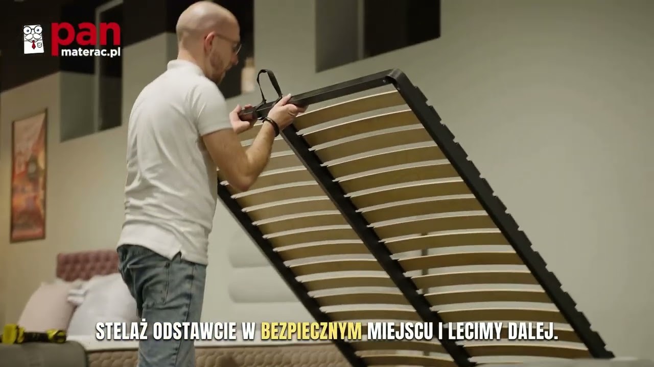 Montaż ł&oacute;żka z pojemnikiem i stelażem Pan Materac